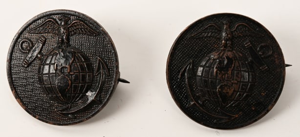 WW1 US MARINE CORPS COLLAR DISKS BY JR GAUNT WWI
