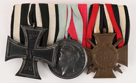 WW1 IMPERIAL GERMAN 3 PLACE MEDAL BAR WURTTEMBERG