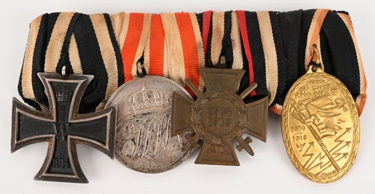 WW1 IMPERIAL GERMAN 4 PLACE MEDAL BAR EKII PRUSSIA
