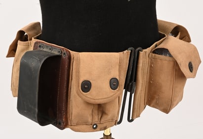 WWI US BAR AMMO BELT W METAL BUTT PLATE HOLDER WW1