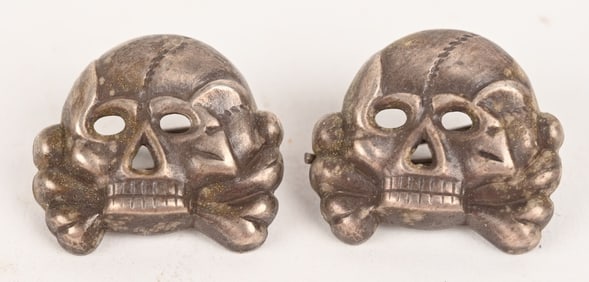 WWII NAZI GERMAN PANZER COLLAR TAB SKULLS WW2