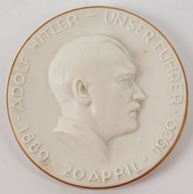WW2 NAZI GERMAN 1939 ADOLF HITLER PORCELAIN PLAQUE
