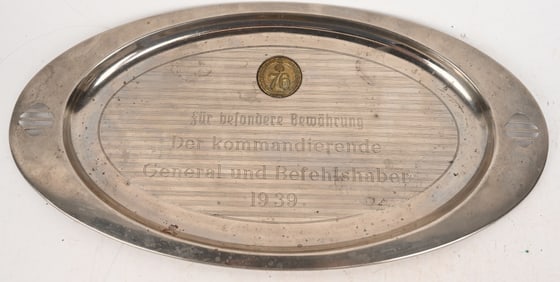 WWII NAZI GERMAN REGIMENTAL DAY PLAQUE TO GENERAL
