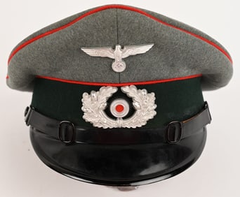 WWII NAZI GERMAN ARMY ARTIILLERY NCO VISOR HAT WW2