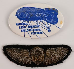 WW1 US ARMY AIR SERVICE PILOT WINGS & BALLOON PIN