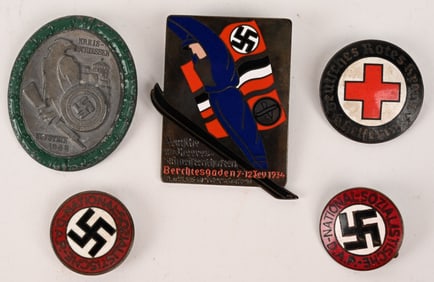 WWII NAZI GERMAN ENAMELED BADGE LOT NSDAP DRK WW2