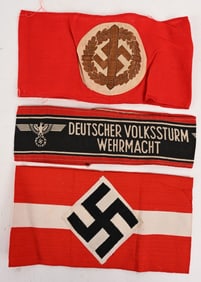 WWII NAZI GERMAN ARMBAND LOT SA HJ VOLKSSTURM WW2