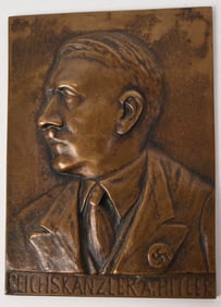 WWII NAZI GERMAN ADOLF HITLER BRONZE WALL PLAQUE