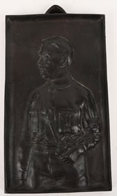 WWII NAZI GERMAN ADOLF HITLER CAST IRON PLAQUE WW2