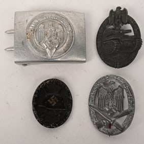 WWII NAZI GERMAN PANZER BADGE CUT OUT SWASTIKA LOT