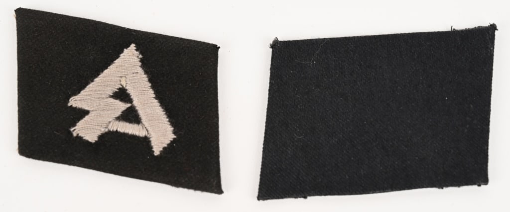 WWII NAZI GERMAN HORST WESSEL COLLAR TAB SET WW2: WWII German Nazi SS Freiwilligen Panzer Grenadier Division "HORST WESSEL" Collar Tab Kragenpatte set Right hand side, unit designation, black wool construction collar tab features machine embroi