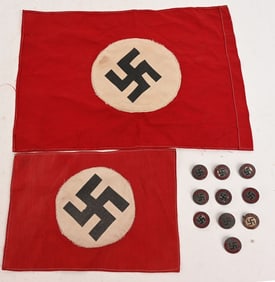 WWII NAZI GERMAN PENNANTS & NSDAP BADGES WW2