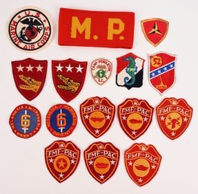WWII US MARINE CORPS PATCH & ARMBAND USMC LOT WW2