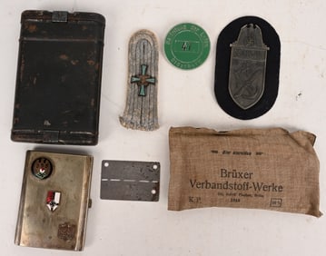 WWII NAZI GERMAN BADGE LOT POW TAG NARVIK SHIELD