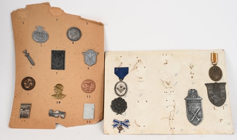 WWII NAZI GERMAN SAMPLE MEDAL & TINNIE BOARDS WW2