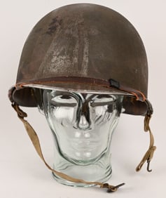 WWII US OFFICERS LEADERSHIP STRIPE M1 HELMET WW2