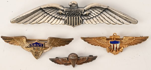 WWII US WINGS LOT CIVILIAN INSTRUCTOR USN V-5 PARA