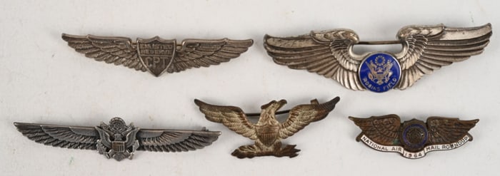 WWII US AIR CORPS INSIGNIA LOT CPT WINGS ROBBINS