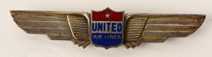 1940's UNITED AIRLINES PILOT WINGS BY GEMSCO