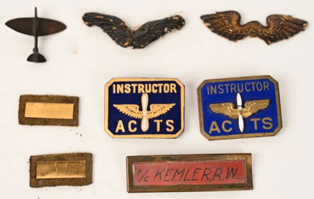 WWII US AIR CORPS FLIGHT INSTRUCTOR WINGS LOT WW2
