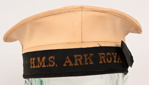 WWII BRITISH ENLISTED NAVY CAP ID'ED HMS ARK ROYAL