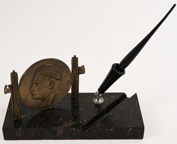 WWII ITALIAN POLITICAL LEADERS DESK SET W IL DUCE