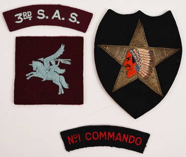 WWII US & BRITISH PATCH LOT 2ND DIV. AIRBORNE WW2: WWII Patch lot to include 1) WWII 2ND DIVISION THEATER MADE BULLION SHOULDER SLEEVE PATCH. October 1943 to June 1944, the 2nd Infantry Division crossed the channel to land on Omaha Beach on D plus 1 (