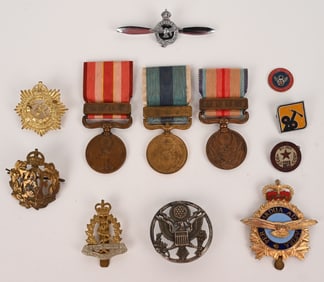 WWII IMPERIAL JAPANESE MEDAL LOT + BRITISH BADGES
