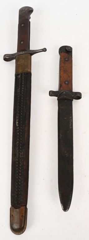 WWII ITALIAN FASCIST BAYONET LOT OF 2 WW2: Lot of two Italian Bayonets to include 1) WWII ITALIAN MILITARY RIFLE BAYONET CARCANO RIFLE. This is a WWII Italian Model 1891 Mannlicher Carcano Rifle Sword Bayonet (see page 189 and 194 plate 431 of