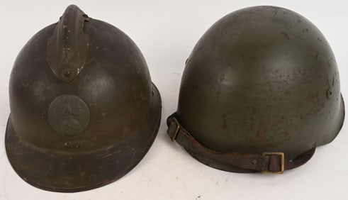 WWII FRENCH & PORTUGUESE HELMET LOT COMPLETE WW2