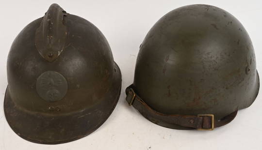 WWII FRENCH & PORTUGUESE HELMET LOT COMPLETE WW2: Lot of WWII Headgear to include 1) WWII FRENCH M1926 ADRIAN HELMET WITH LINER AND CHINSTRAP. This is a very nice condition genuine World War II M1926 French Army Infantry "Adrian" helmet. The helmet r