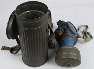 WWII NAZI GERMAN M30 GASMASK & CANISTER 1941 DATE