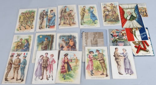 WWI US LOT OF 15 POSTCARDS & IMAGE