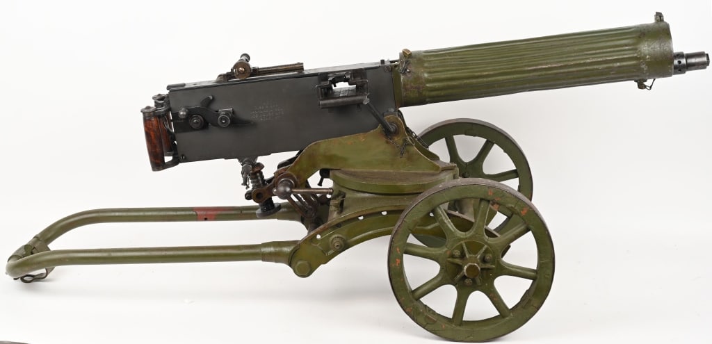 RUSSIAN MARKED MAXIM SEMI AUTO BY ICE HOUSE MFG.: SERIAL NUMBER: 1435 BARREL: 28" CALIBER: 7.62 X 54R MANUFACTURED: 1920 - 1941 (SEMI AUTO CONVERSTION DONE IN 2000's ) It was adopted in August 1910 and was derived from Hiram Maxim's Maxim gun, chambe