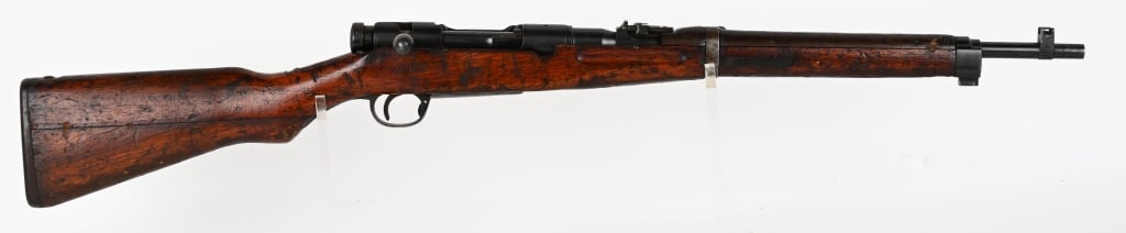 JAPANESE ARISAKA TYPE 38 BOLT ACTION CARBINE.: SERIAL NUMBER: 27358 BARREL: 19" CALIBER: 6.5 X 50 MANUFACTURED: Nagoya arsenal from 1935 to 1942. Intended for use by cavalry, engineers, and other roles where a full sized rifle would be a hindrance