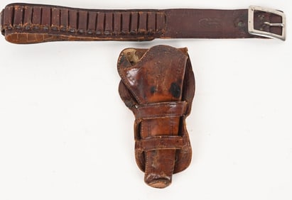 S.M CAIN TYLER TX. DOUBLE LOOP HOLSTER & CART BELT