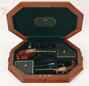 U.S. HISTORICAL THOM. JEFFERSON CASED SET PISTOLS