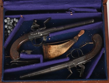PAIR OF QUEEN ANNE STYLE BOXLOCK CANNON BARREL