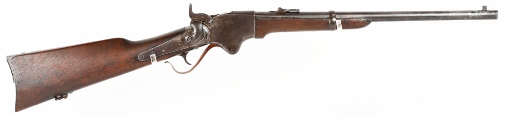 INDIAN WARS SPENCER MODEL 1865 CARBINE: SERIAL NUMBER: 28 (only 2 numbers are visible, BARREL 20". CALIBER .50. This is a standard carbine dated 1865 on barrel with Spencer Mfg. stamps on top of receiver. Features include single barrel band
