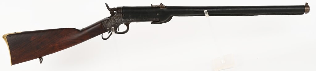 CIVIL WAR SHARPS HANKINS NAVY MODEL 1862 CARBINE: SERIAL NUMBER: 7818. BARREL: 24". CALIBER: .52 RF. MANUFACTURED: 1862-1865. US. Navy model Sharps and Hankins with leather barrel cover. Frame marked " Sharps Patent 1859" on left side and "Sharps & H