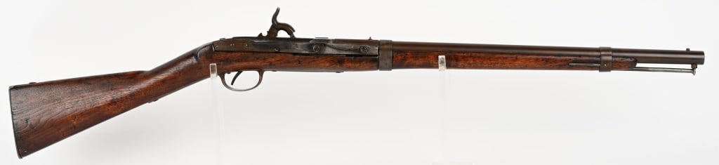 HALL-NORTH MODEL 1843 PERCUSSION CARBINE: SERIAL NUMBER: NSN. BARREL: 21". CALIBER: .52. MANUFACTURED: 1848. Total production from 1843 -1855 was 10500. Used extensively during the Mexican War with continued use through the US Civil war. Feat