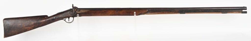 INDIAN TRADE CHIEFS MEDALLION PERCUSSION RIFLE: SERIAL NUMBER: NSN. BARREL: 37". CALIBER: About .62. Percussion trade musket circa 1840's-1850's. Features back action percussion lock. Has octagon/round barrel with British proofs at breech and Londo