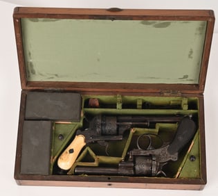 CASED FRENCH PINFIRE 9MM REVOLVERS
