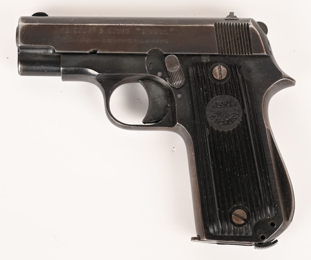 WWII GERMAN MAPF MODEL 17 UNIQUE 7.65mm PISTOL: SERIAL NUMBER: 113175 BARREL: 3 1/8" CALIBER: 7.65 MM MANUFACTURED: 1940 - 1944 WWII German MAPF Model 17 Unique 7.65mm Semi-Automatic Pistol with matching holster. WaAD20 stamped on the lower frame a