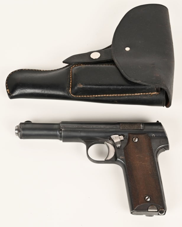 ASTRA MODEL 600 / 43 WITH HOLSTER 9 MM CAL: SERIAL NUMBER: 29171. BARREL: 5". CALIBER: 9mm. The Astra 600 was designated the Pistole Astra 600/43 when used by the German Military during World War II. It was made in Spain and designed in 1943. A
