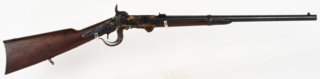 CIVIL WAR 5TH MODEL BURNSIDE CARBINE: SERIAL NUMBER: 38872, BARREL: 21", CALIBER: .54, MFG: 1863-1865 This is the last version of this popular Civil War Carbine. Features include a post front sight, leaf folding rear sight, saddle ring an