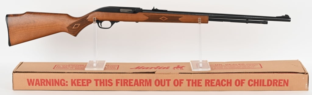 MARLIN MODEL 60 SEMI AUTO RIFLE 22LR: SERIAL NUMBER: 05240290. BARREL: 22". CALIBER: .22 LR. MANUFACTURED: circa 1985. The Marlin Model 60, also known as the Marlin Glenfield Model 60, is a semi-automatic rifle chambered in .22 LR. It fea