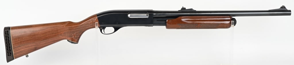 REMINGTON MODEL 870 WINGMASTER SHOTGUN: SERIAL NUMBER: T493165V. BARREL: 20". GAUGE: 12. 2 3/4" SHELLS. MANUFACTURED: 1980's. LOP 13 3/4". Metal is blue finish with rifle sights. Walnut stock and forend with press checkering. CONDITION. Bri