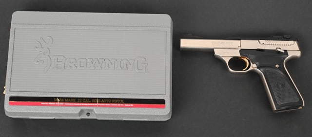 BROWNING NICKEL BUCKMARK SEMI AUTO 22LR W/ CASE