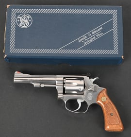 SMITH AND WESSON MODEL 63 NICKEL 22LR W/BOX
